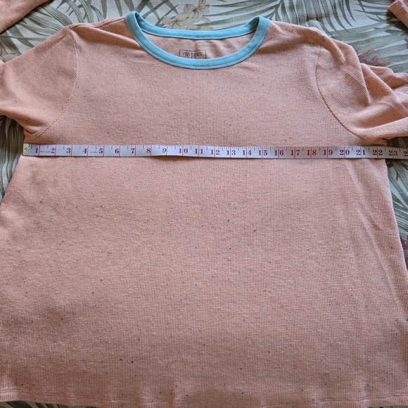 3/$25 NWOT Candace Cameron Bure Waffle Knit Long Sleeve Tee Shirt Orange XL - Picture 6 of 10